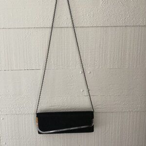 Jessica McClintock Black Beaded Mesh Evening Bag Clutch/ Crossbody/Shoulder